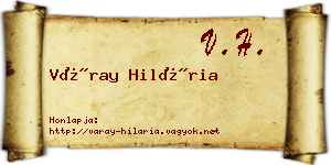 Váray Hilária névjegykártya